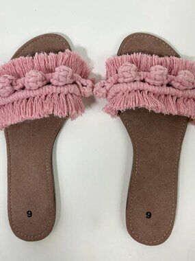 Handmade Mexican Pink Macrame Sandals Size 8 Summer Spring Style Unique Sandals